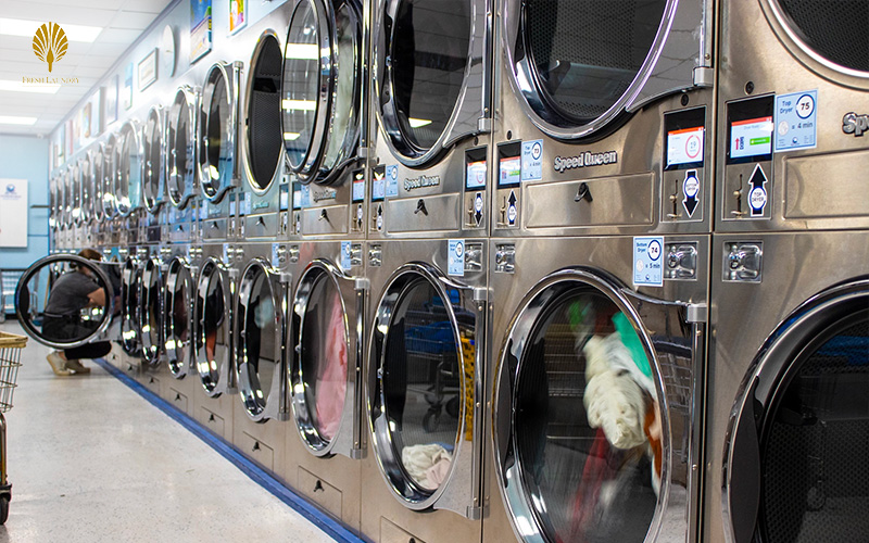 Washing machines in a laundromat